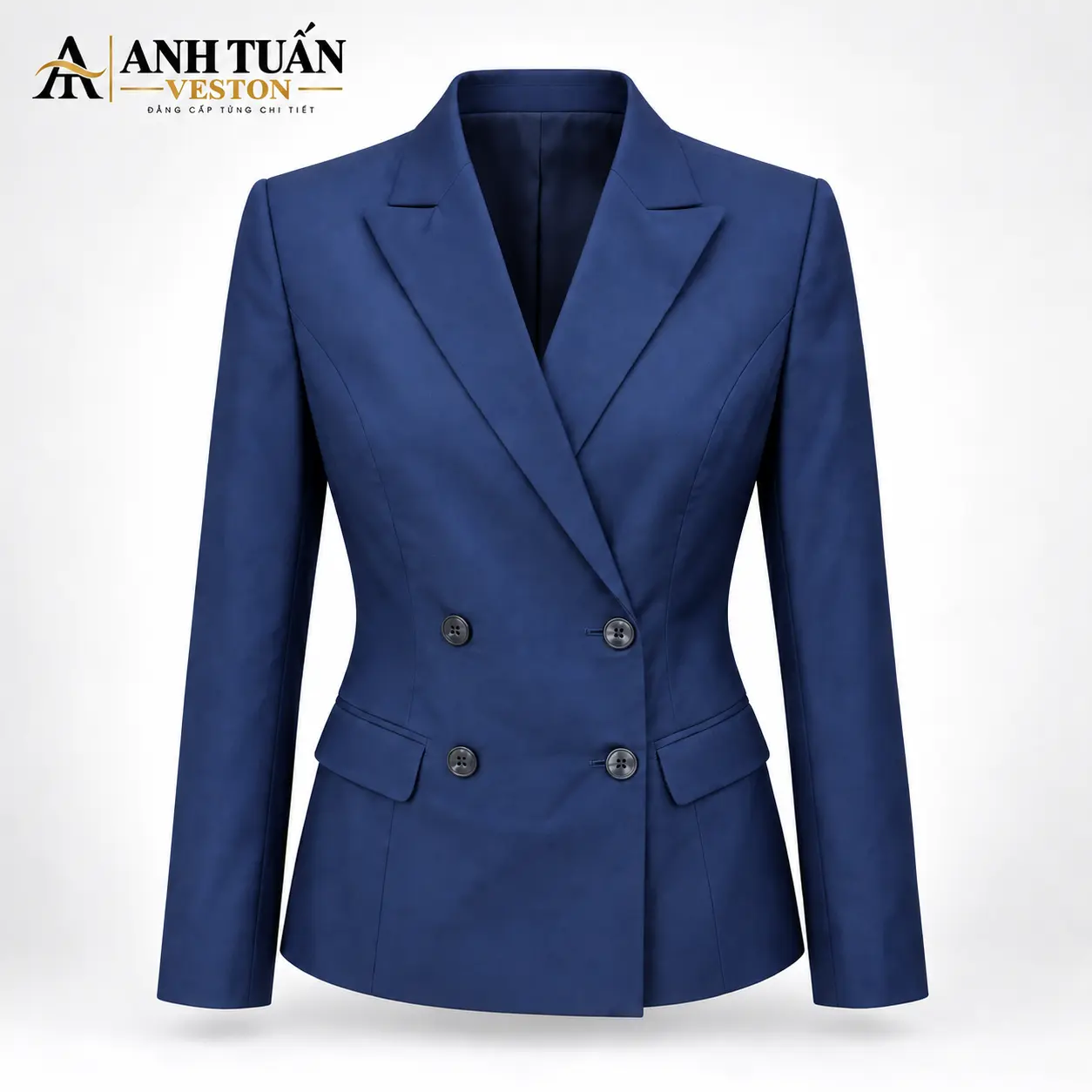 Áo vest nữ 4 cúc màu xanh navy dáng ôm thanh lịch tại Veston Anh Tuấn Đồng